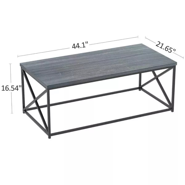 Year Color Modern Rectangle X Frame Farmhouse Coffee Table, Gray