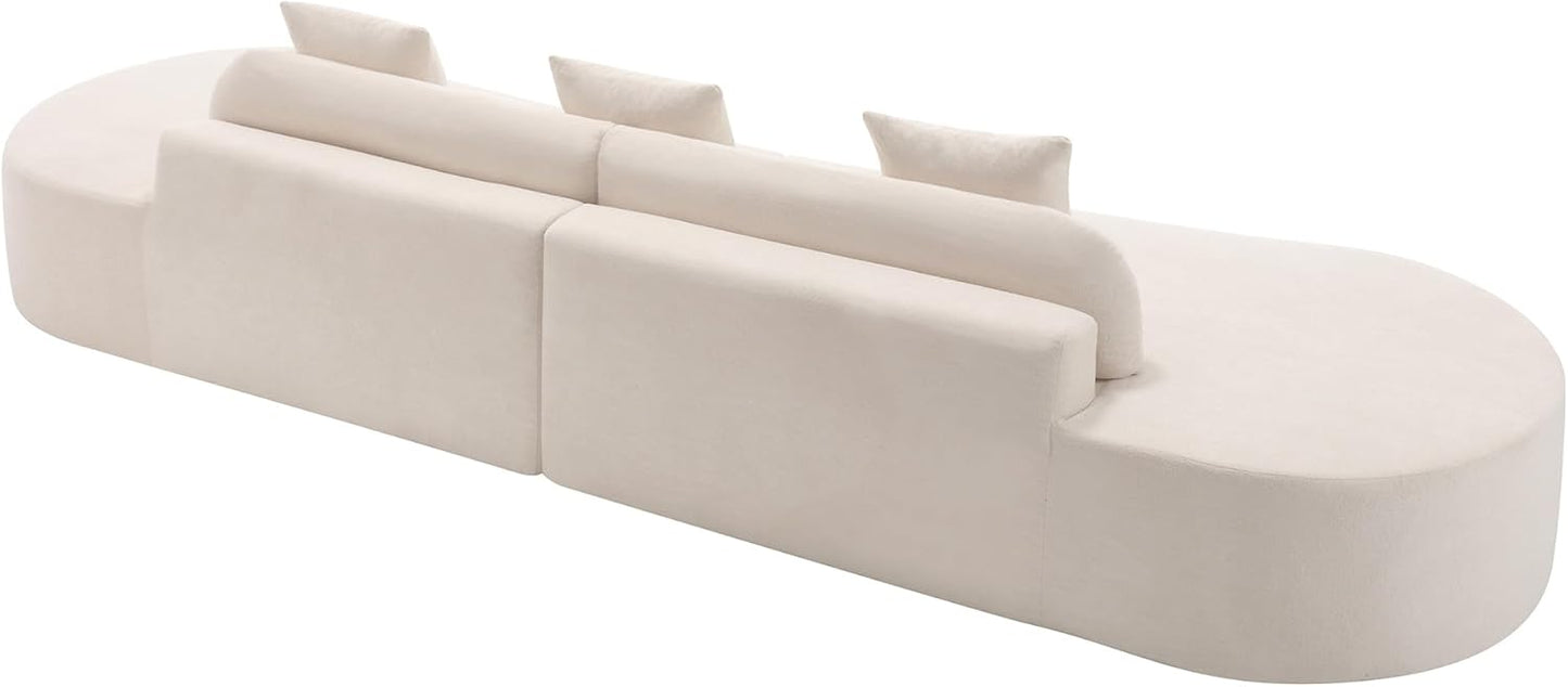 Sectional Couch, Modern Curved Combination Sofa, Terrycloth Fabric Sofa, Minimalist Sofa in Living Room, Apartment, No Assembly Required, Three Pillows