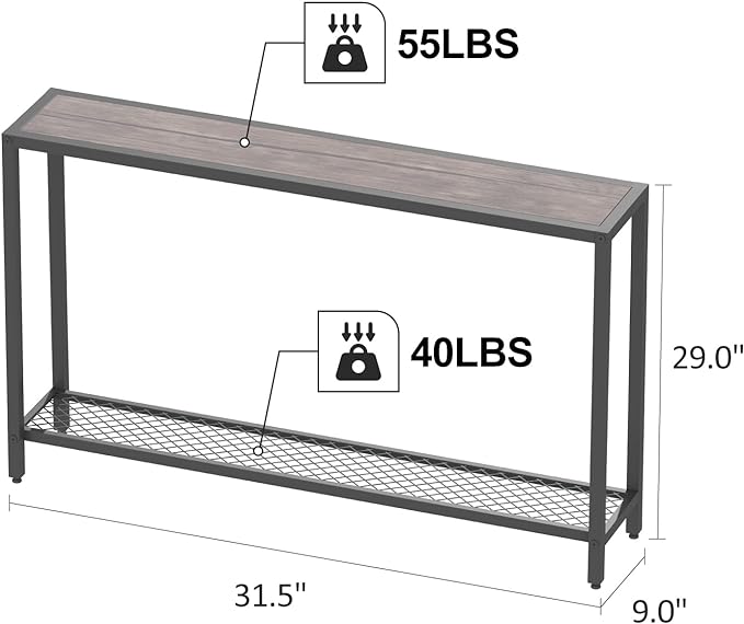 YEAR COLOR Console Table 31.5", 2 Tier Entryway Table Sofa Table Narrow Long, Industrial Couch Table Hallway Table with Steel Frame for Living Room/Foyer