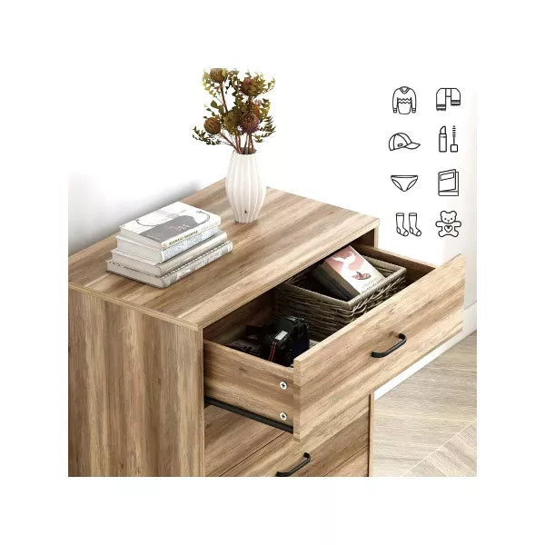 Year Color Year Color 4 Drawer Wood Storage Dresser with Easy Pull Handle and Metal Frame for Bedroom, Living Room, Hallway, and Office